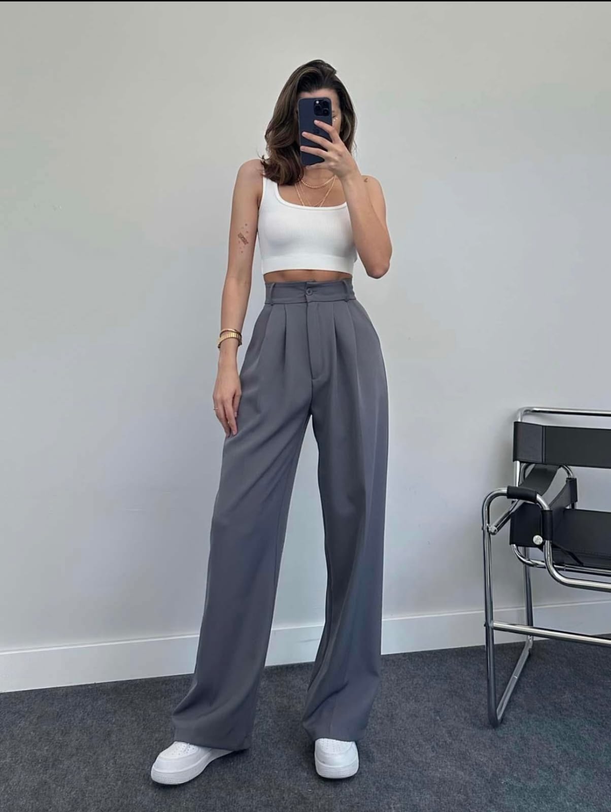 Grey palazzo pants