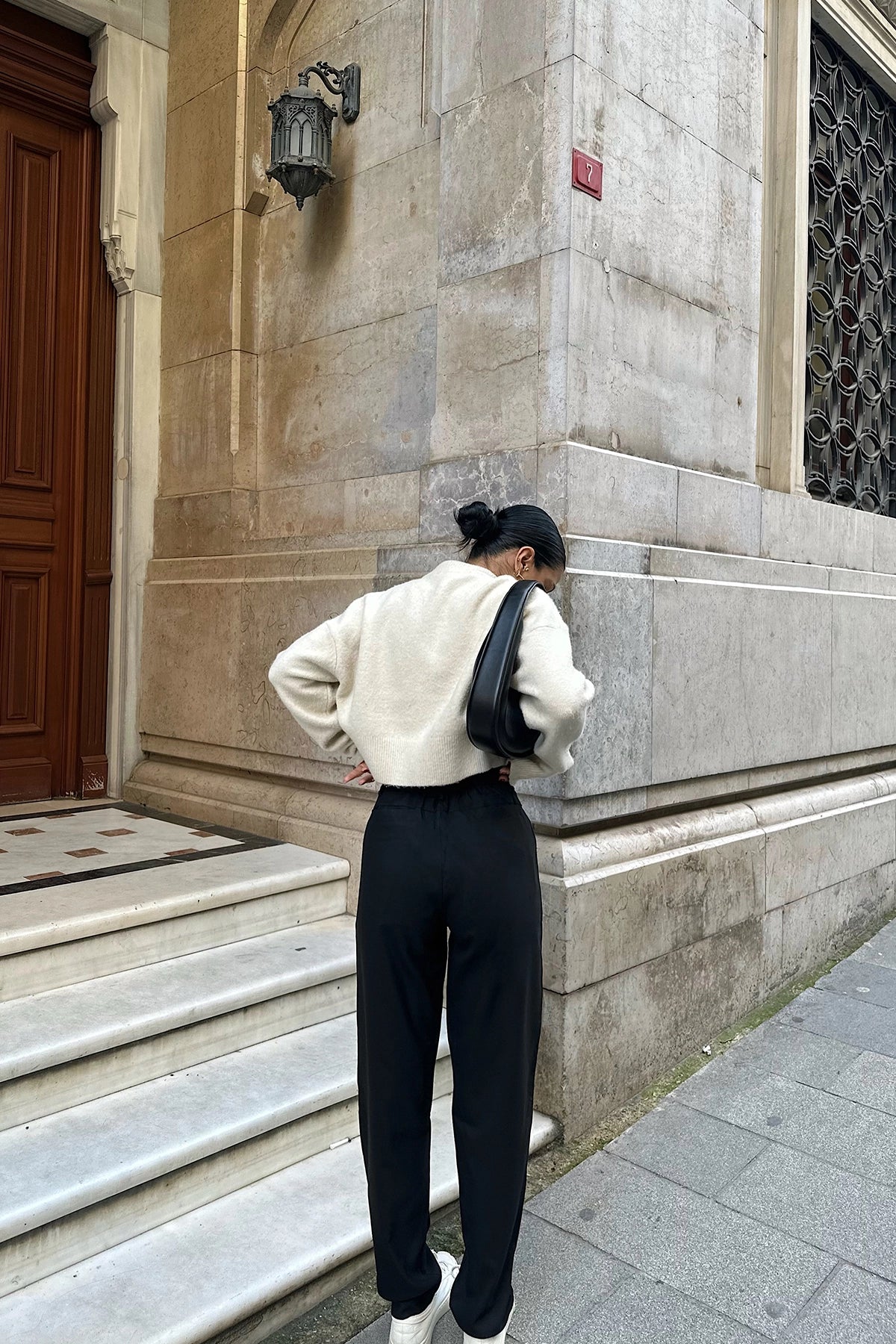Black trousers with elastic waist