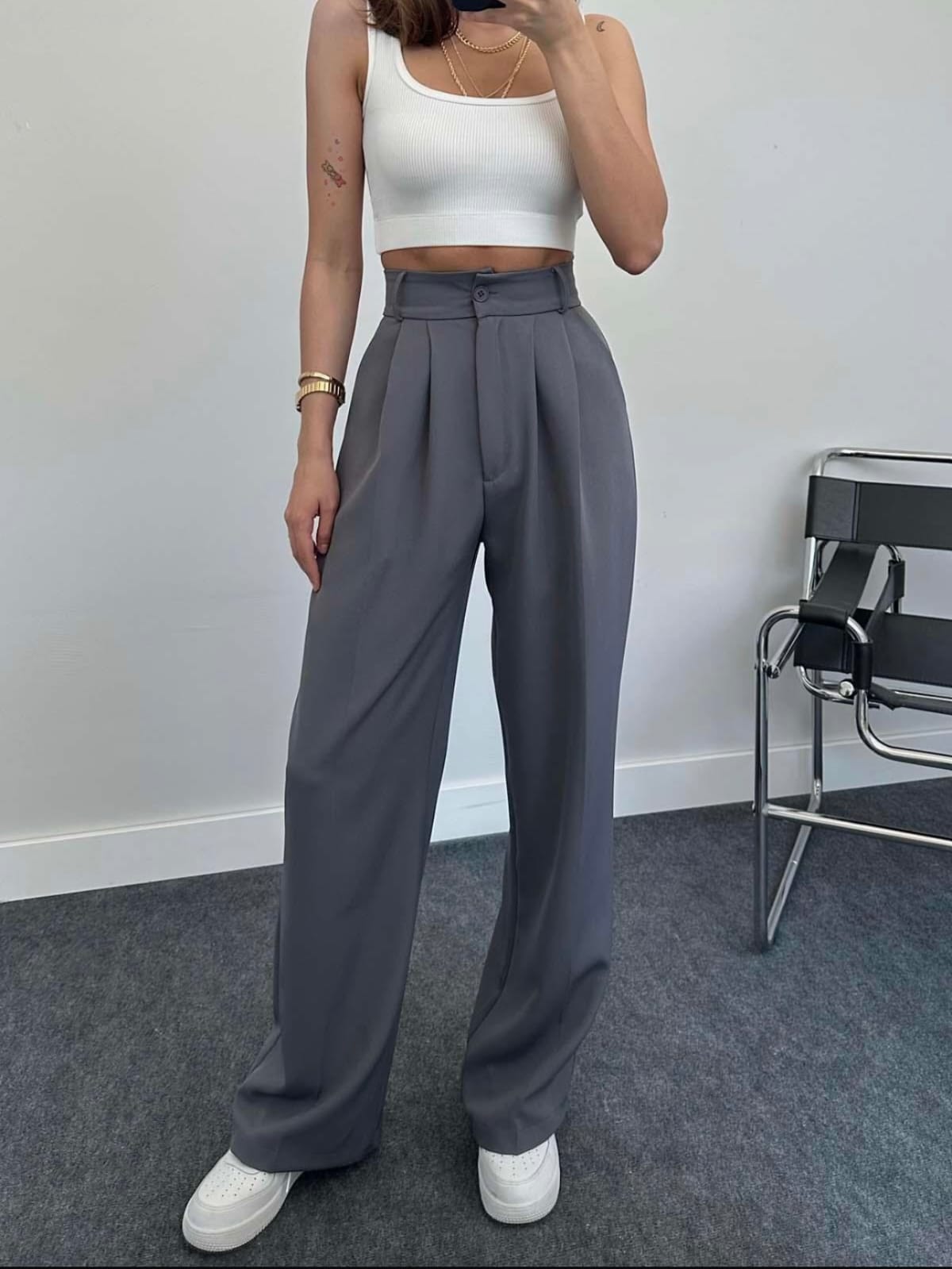 Grey palazzo pants