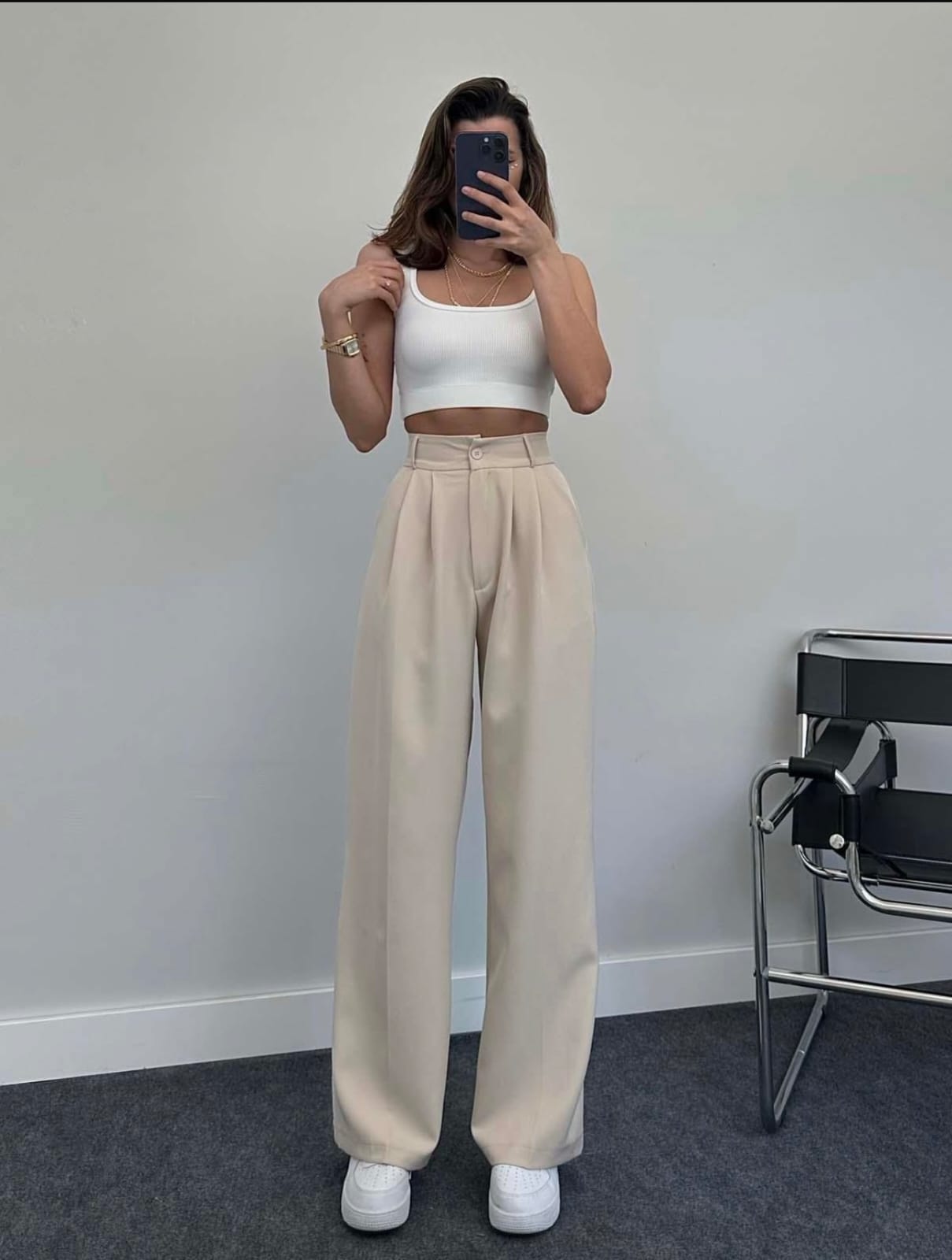Cream palazzo pants