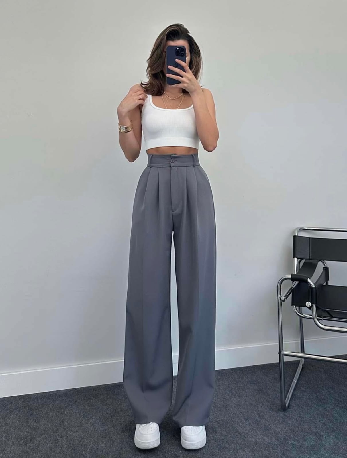 Grey palazzo pants