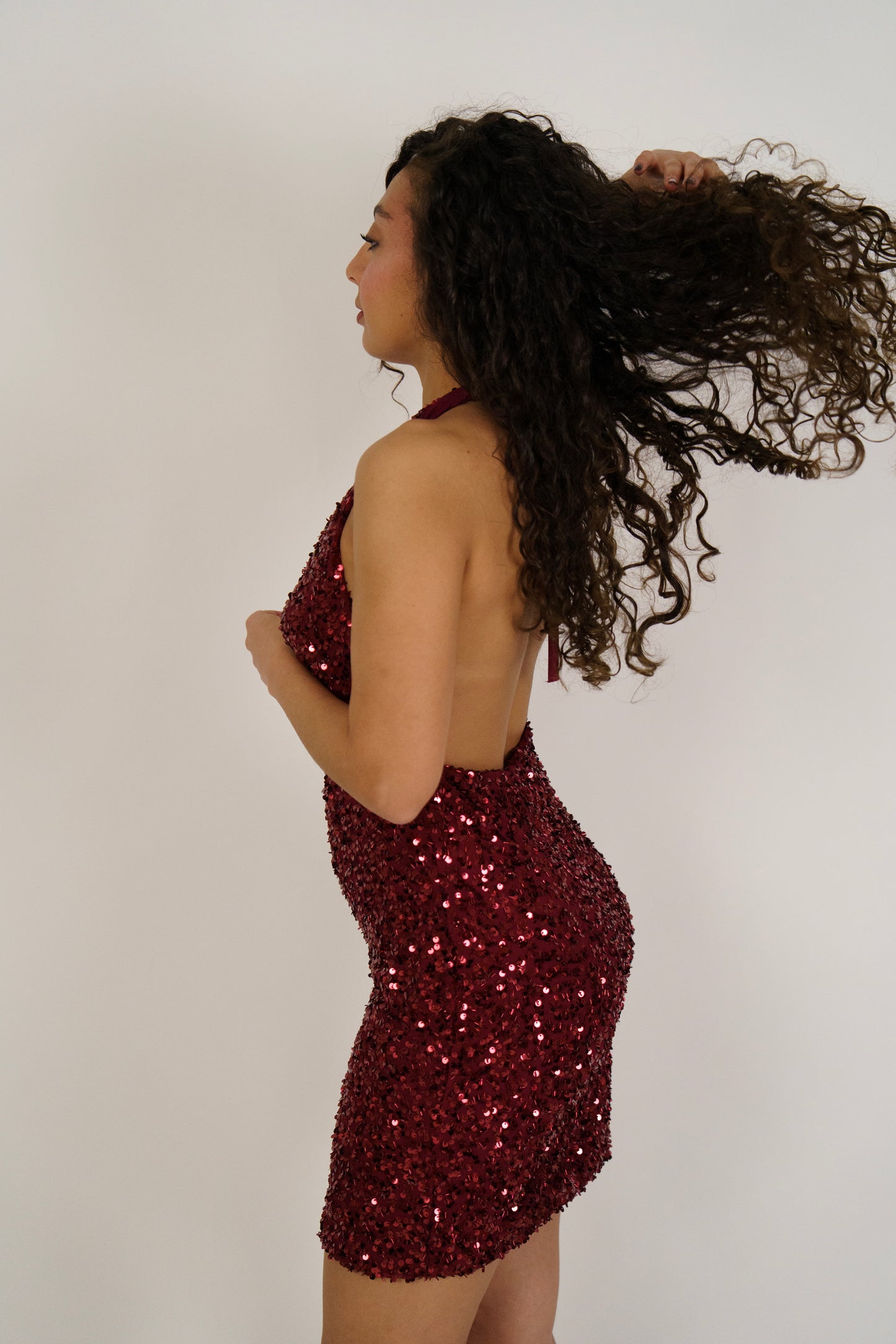 Abito pailettes burgundy