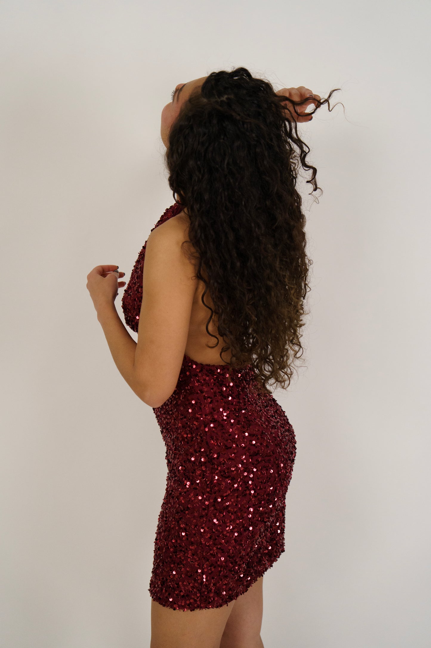 Abito pailettes burgundy