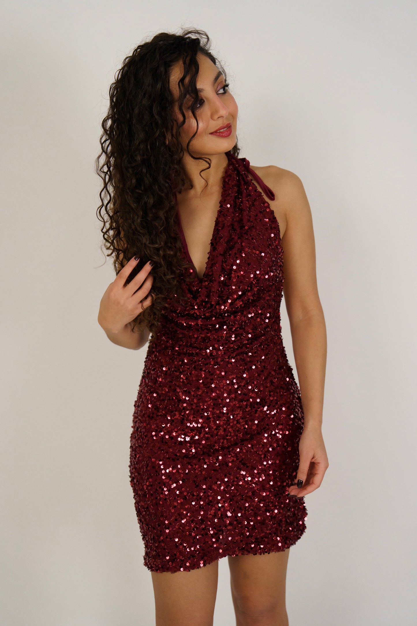 Abito pailettes burgundy