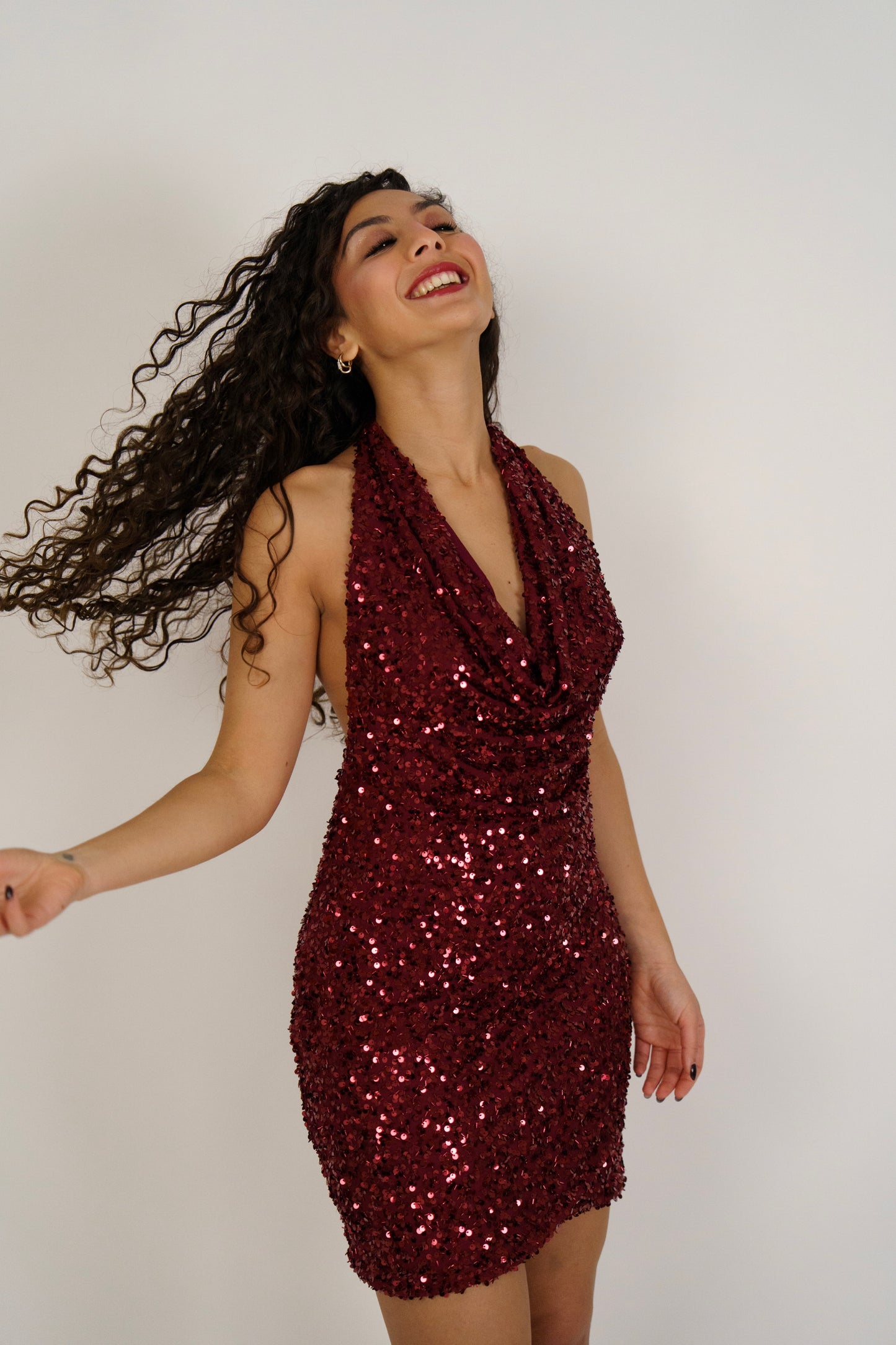 Abito pailettes burgundy