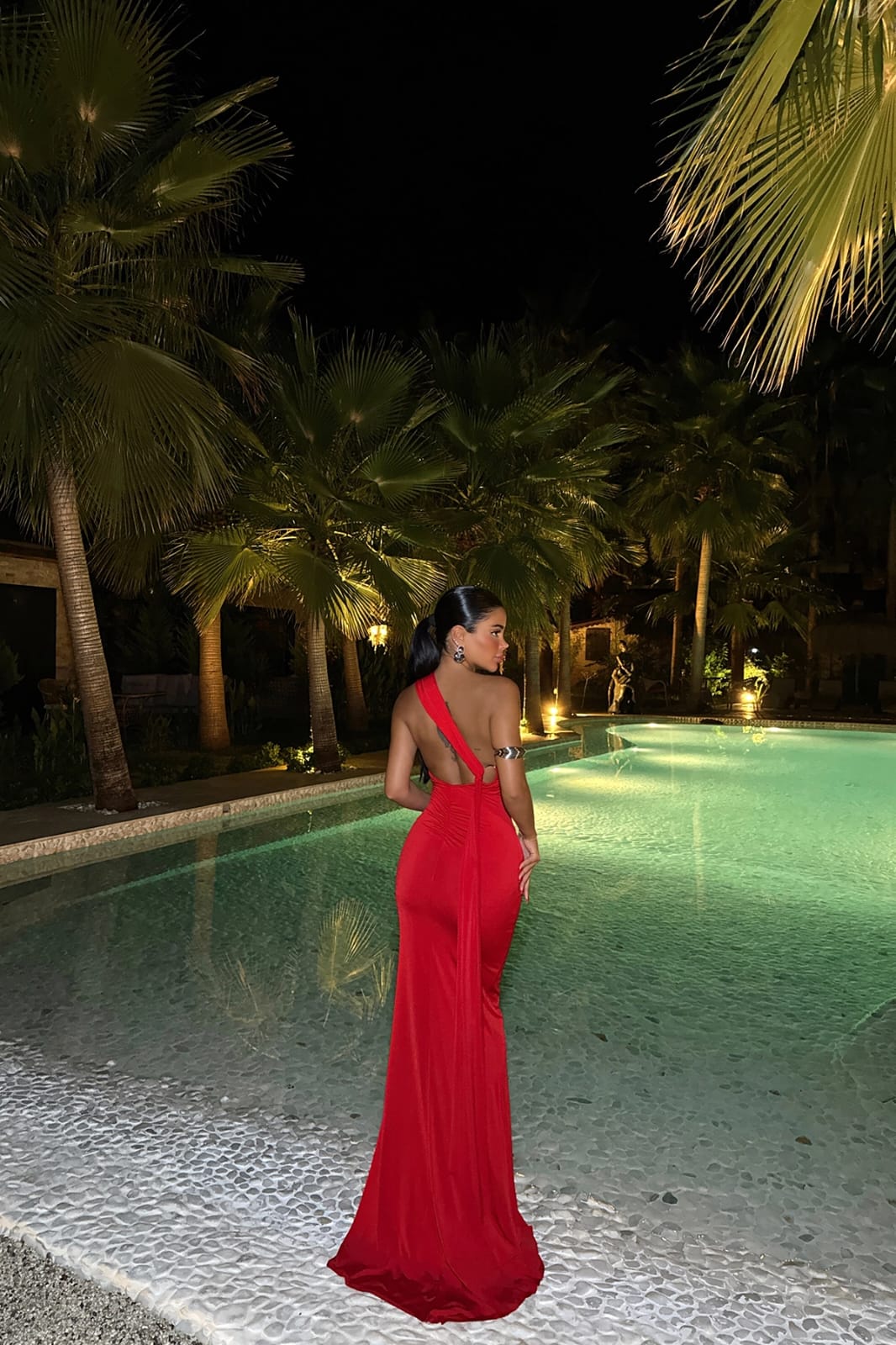 Long red dress