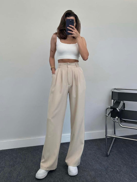 Cream palazzo pants