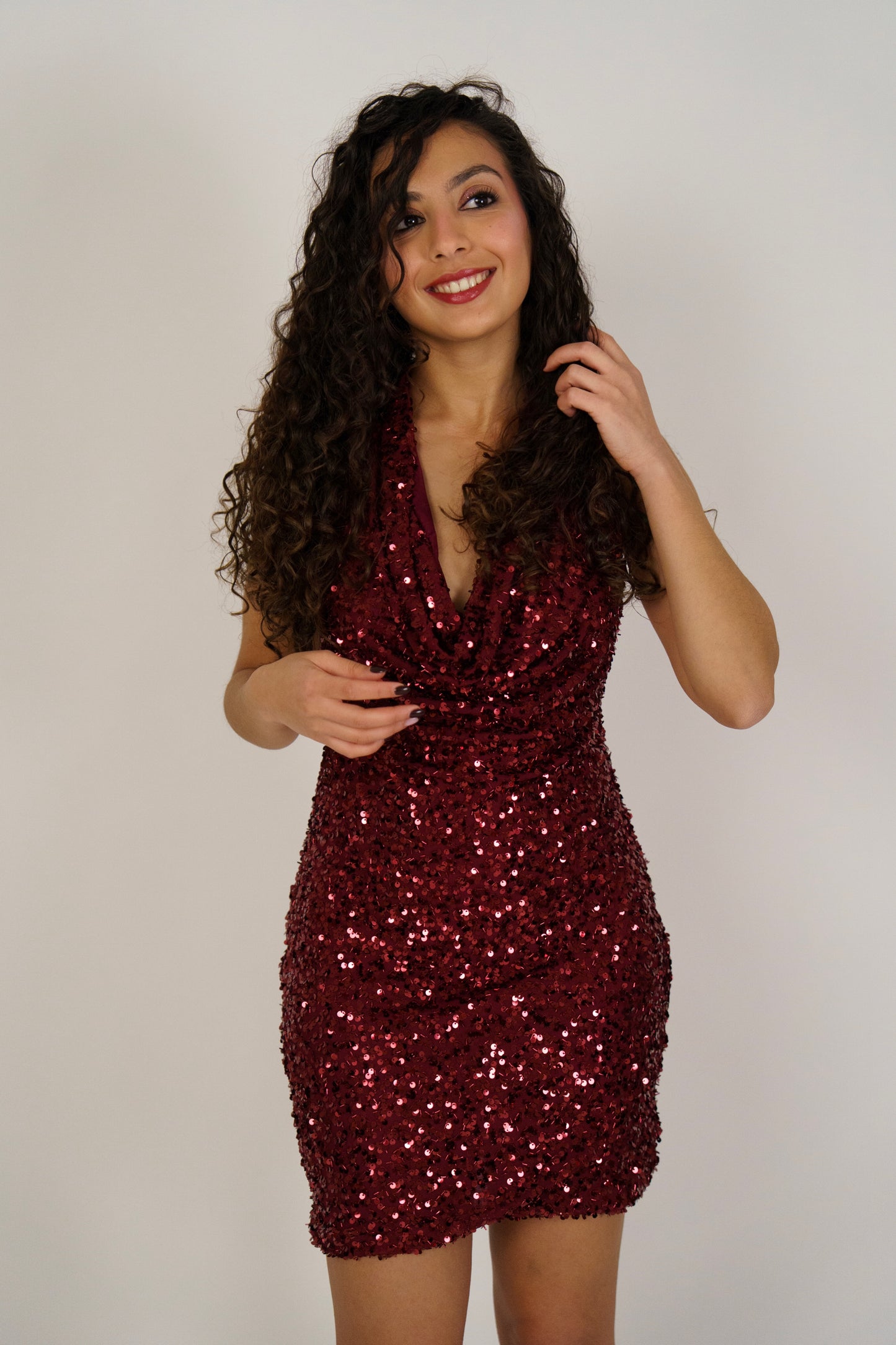 Abito pailettes burgundy