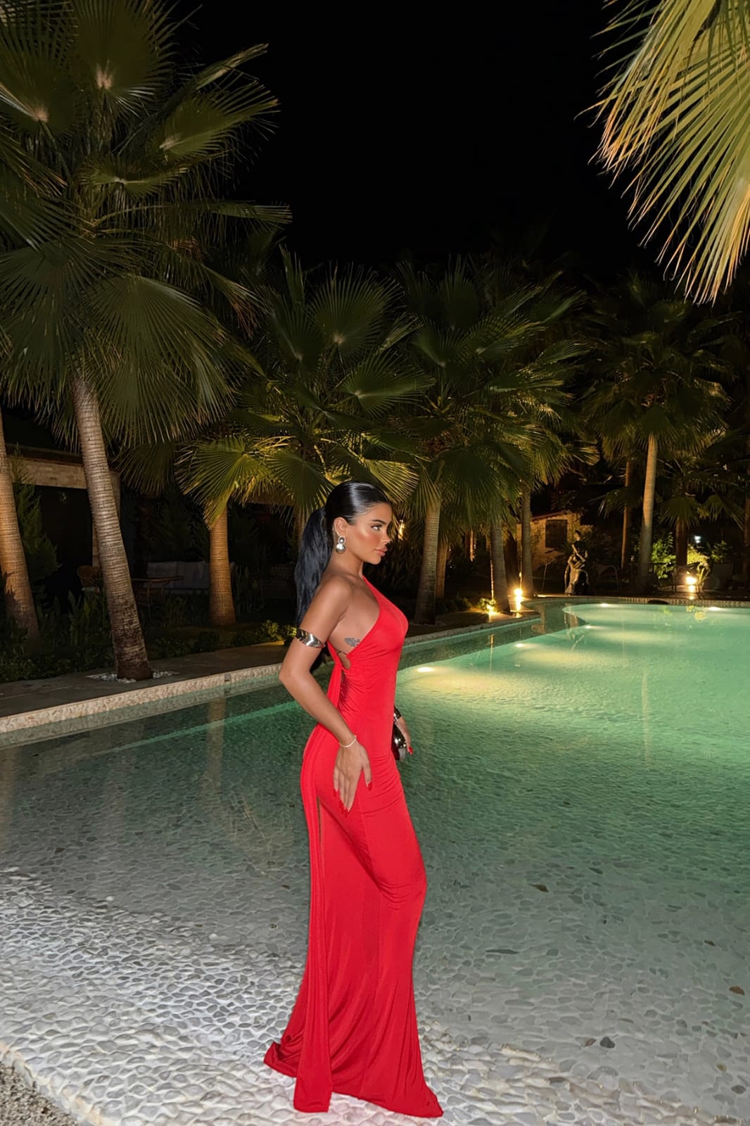 Long red dress