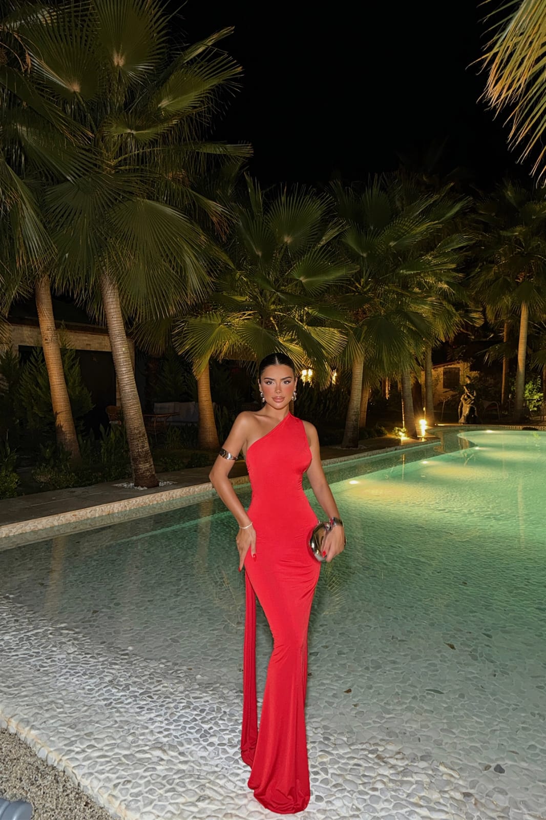 Long red dress