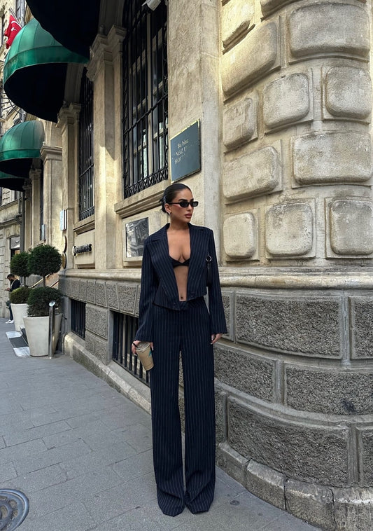 Navy Blue Pinstripe Suit